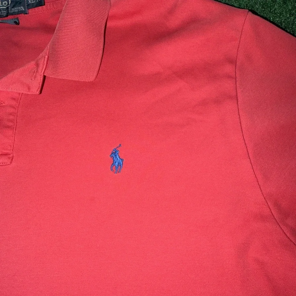 Polo Ralph Lauren Pink Poll Shirt Men's Size XL 100% Cotton Blue Horse